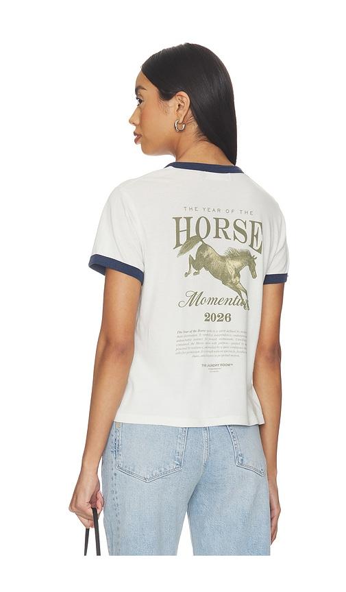 the laundry room year of the horse perfect ringer tee in ivory,navy.