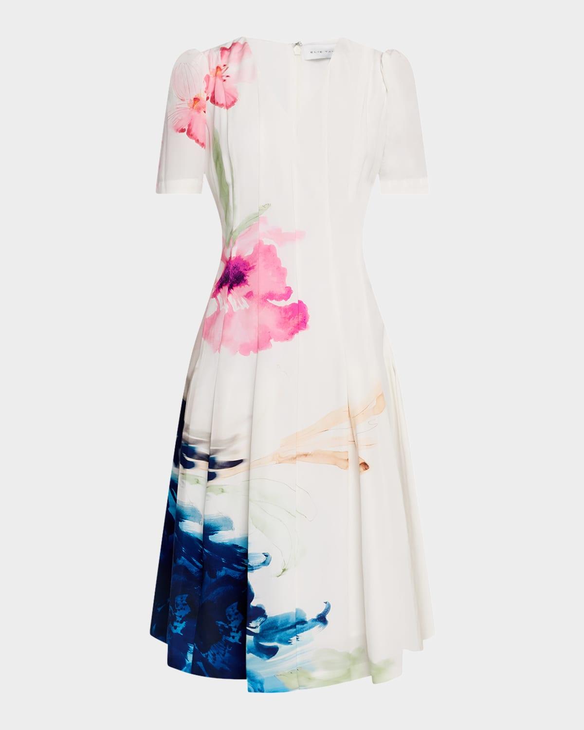 the layla seamed floral-print midi dress