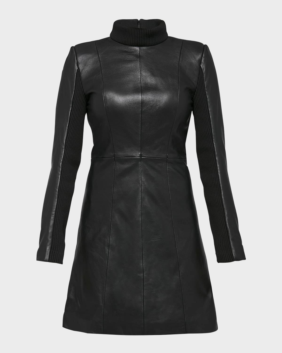 the lbd upcycled leather dress