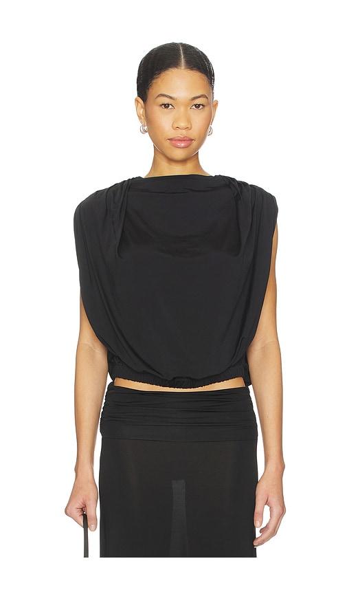 the line by k bobi draped shell top in black.