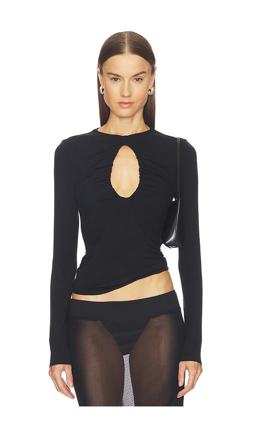 the line by k demi keyhole top in black.
