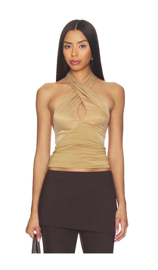 the line by k vada top in tan.