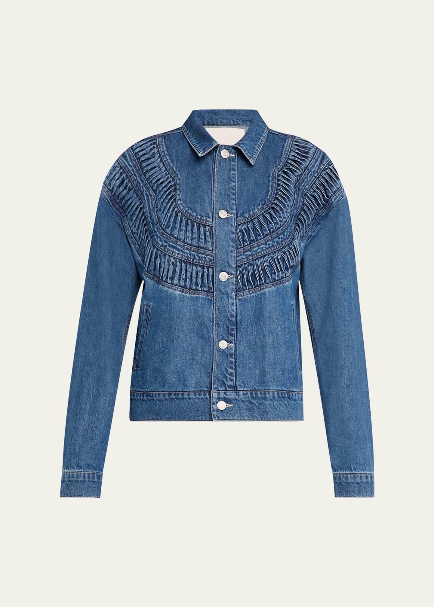 the loop de loop shirred denim jacket