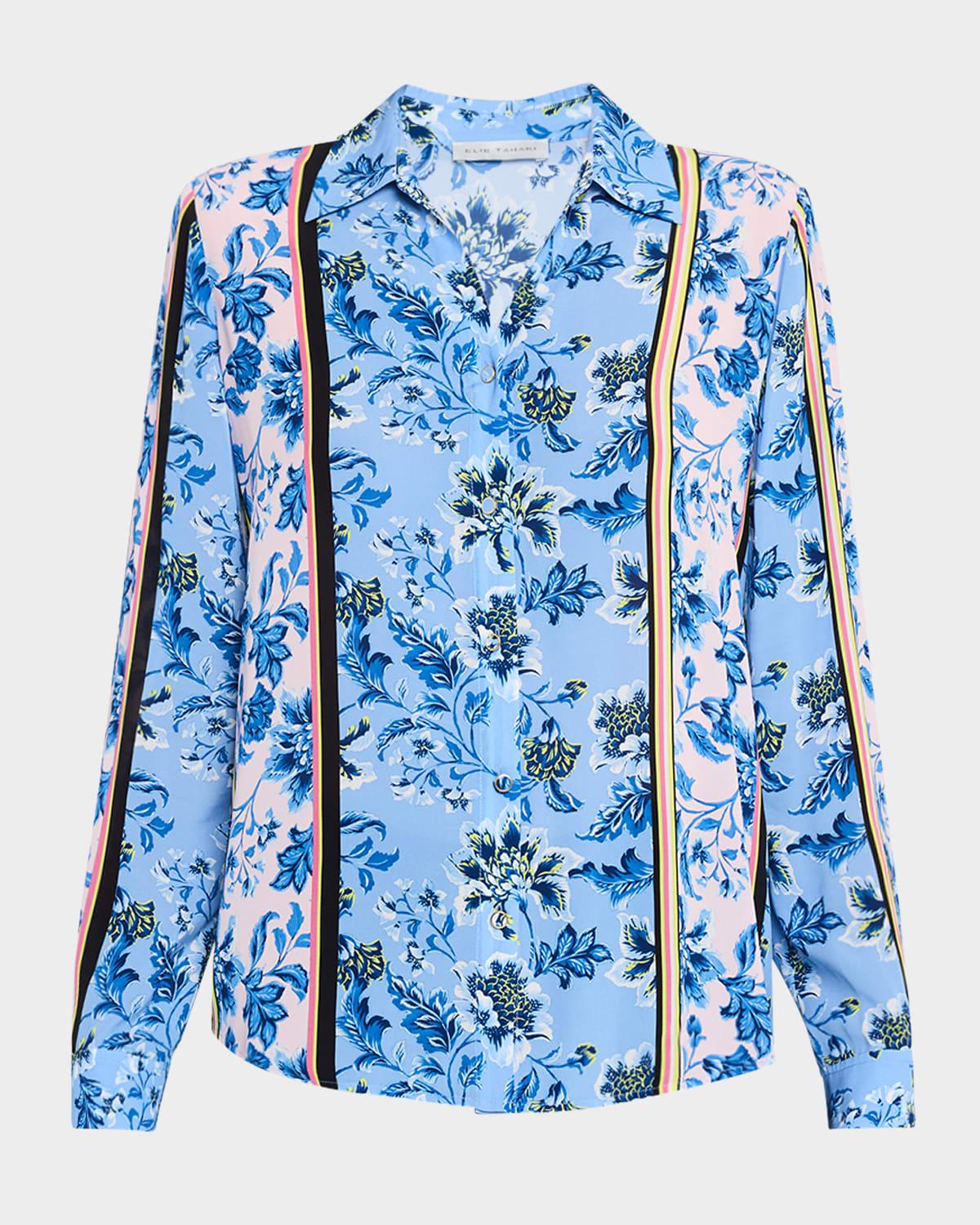 the madeline floral-print striped blouse