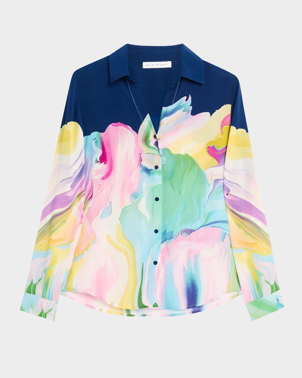 the madeline watercolor-print blouse
