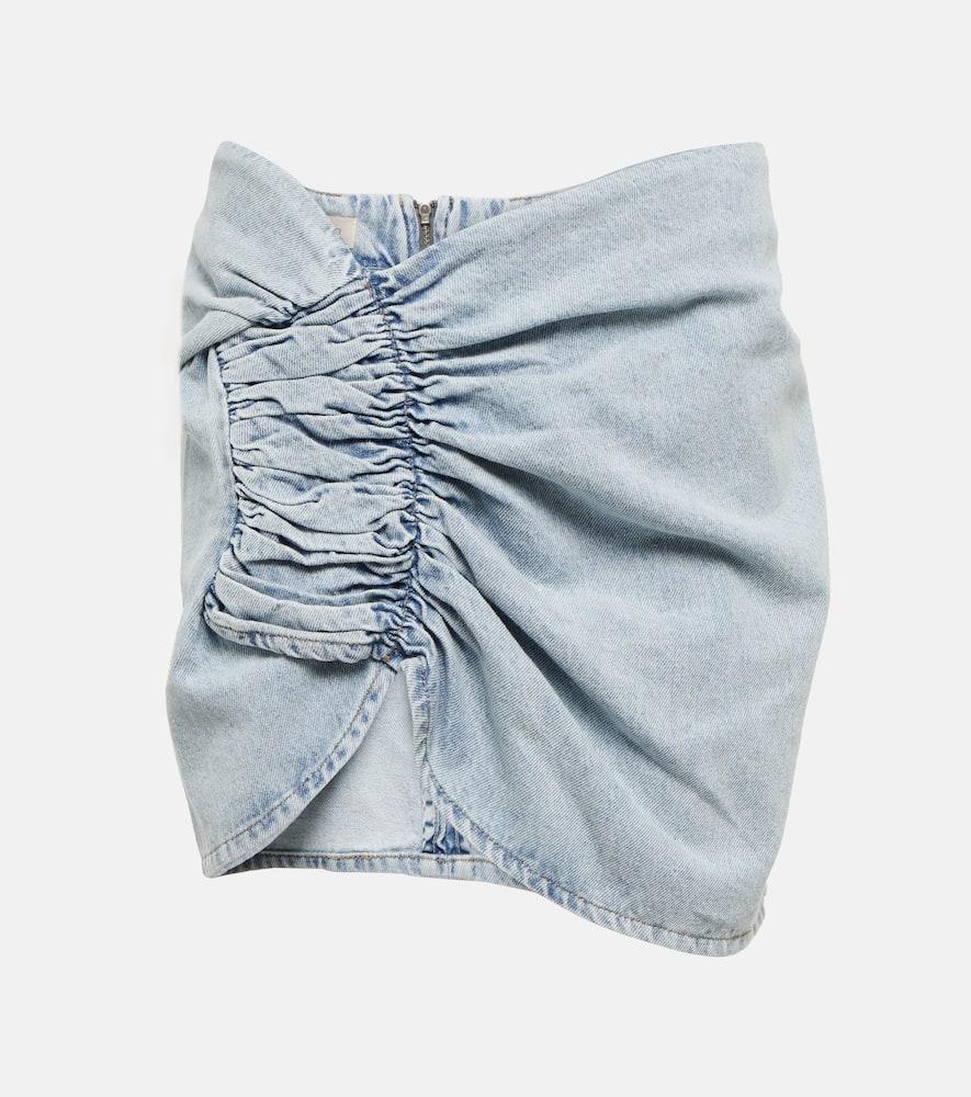 the mannei wishaw ruched denim miniskirt