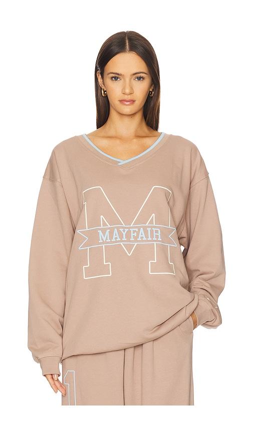 the mayfair group mayfair angels v neck sweatshirt in taupe.