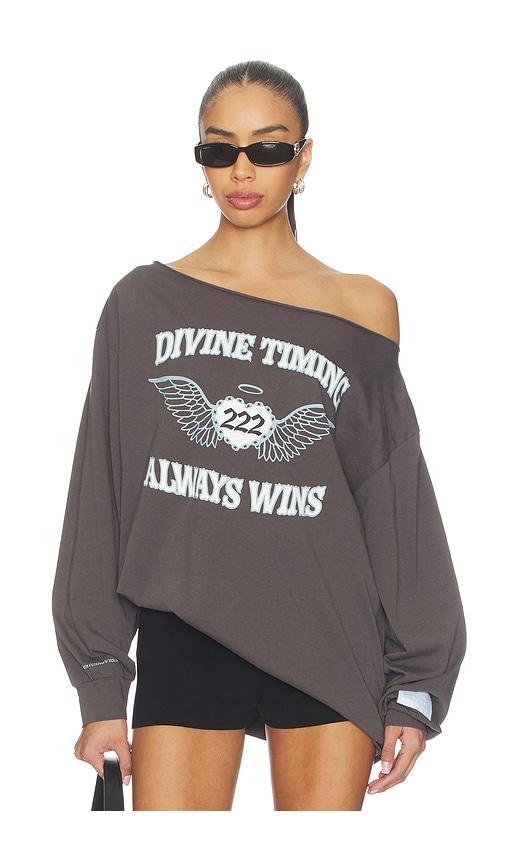 the mayfair group orebella by bella hadid x mayfair hadid divine timing 222 off-shoulder longsleeve top in grey.