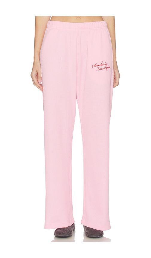 the mayfair group somebody love you wide leg sweatpants in pink.