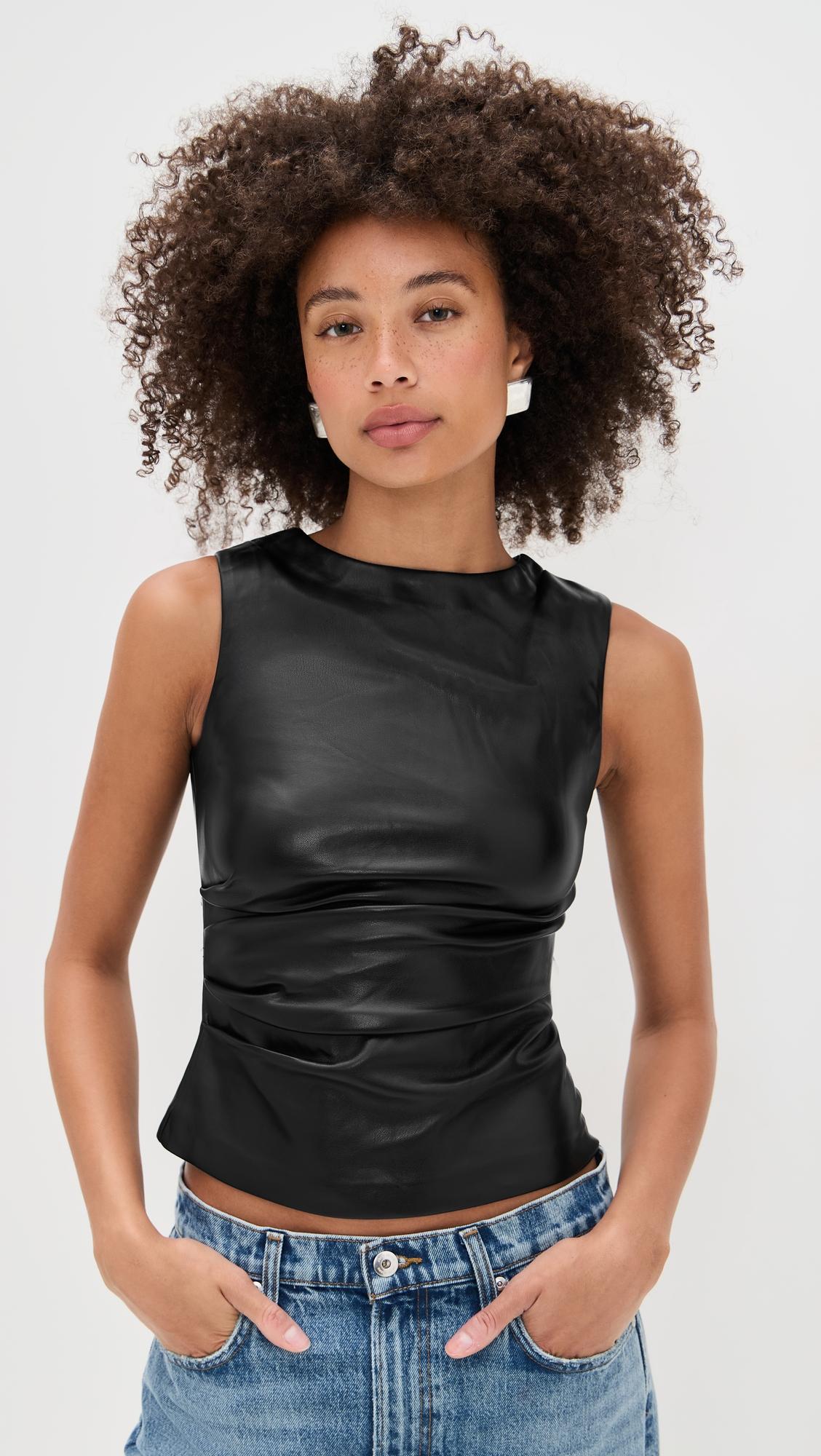 the meg vegan leather top