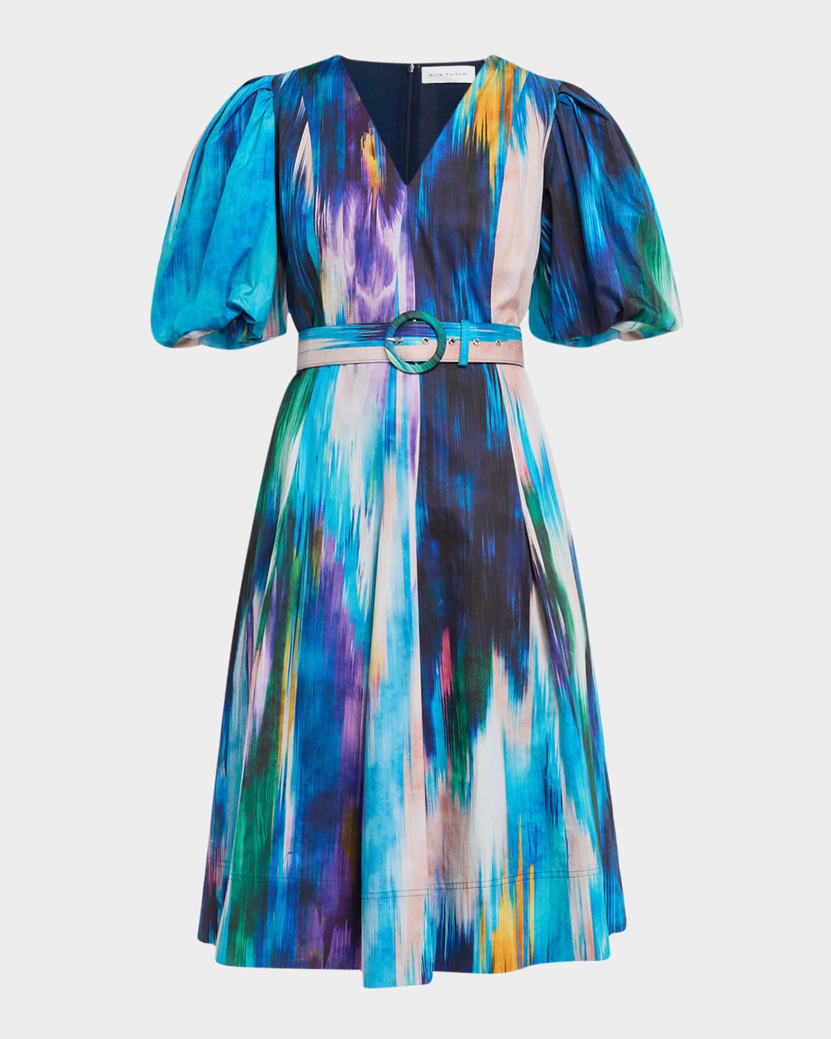 the miriam belted ikat-print midi dress