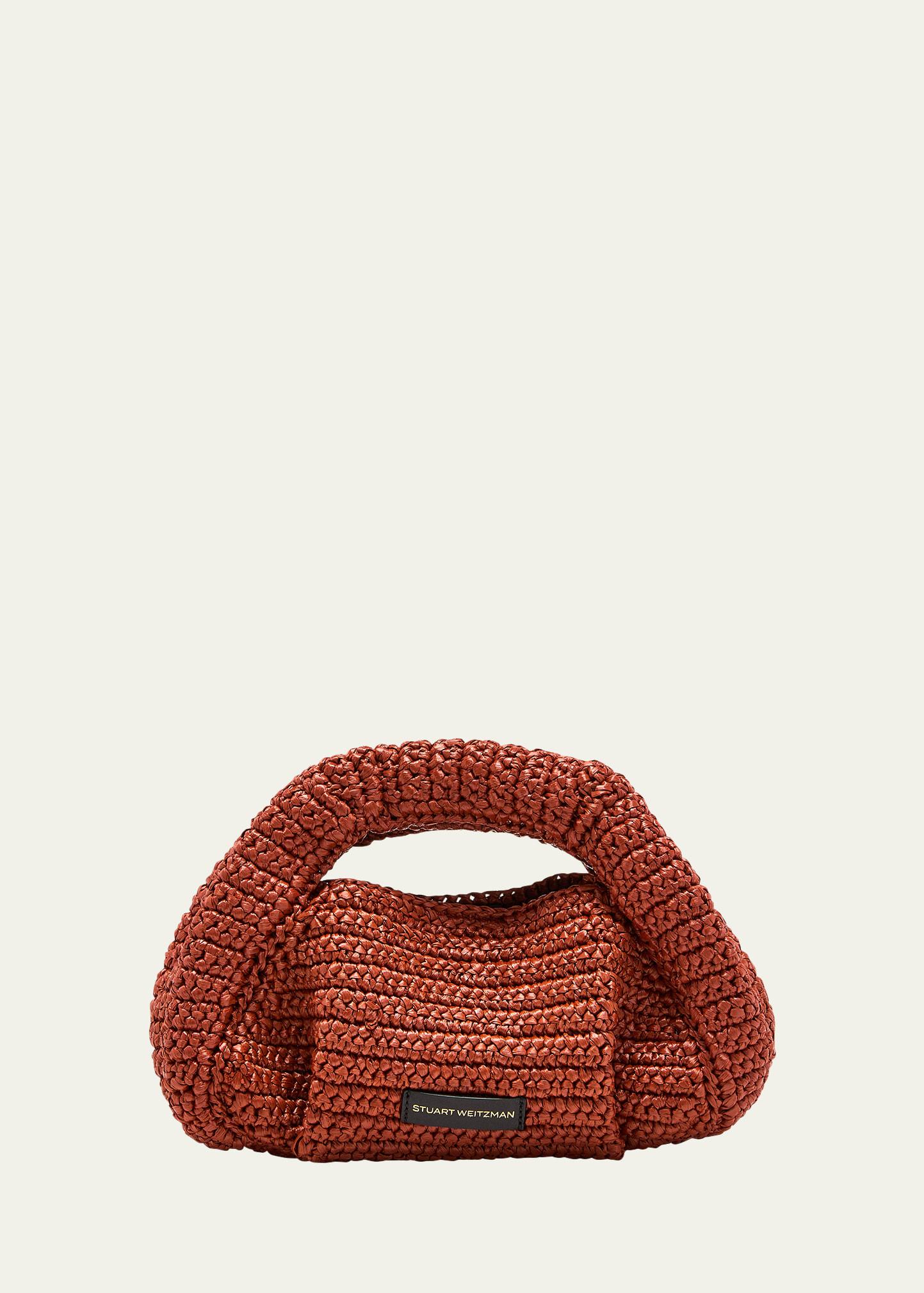 the moda mini raffia top-handle bag