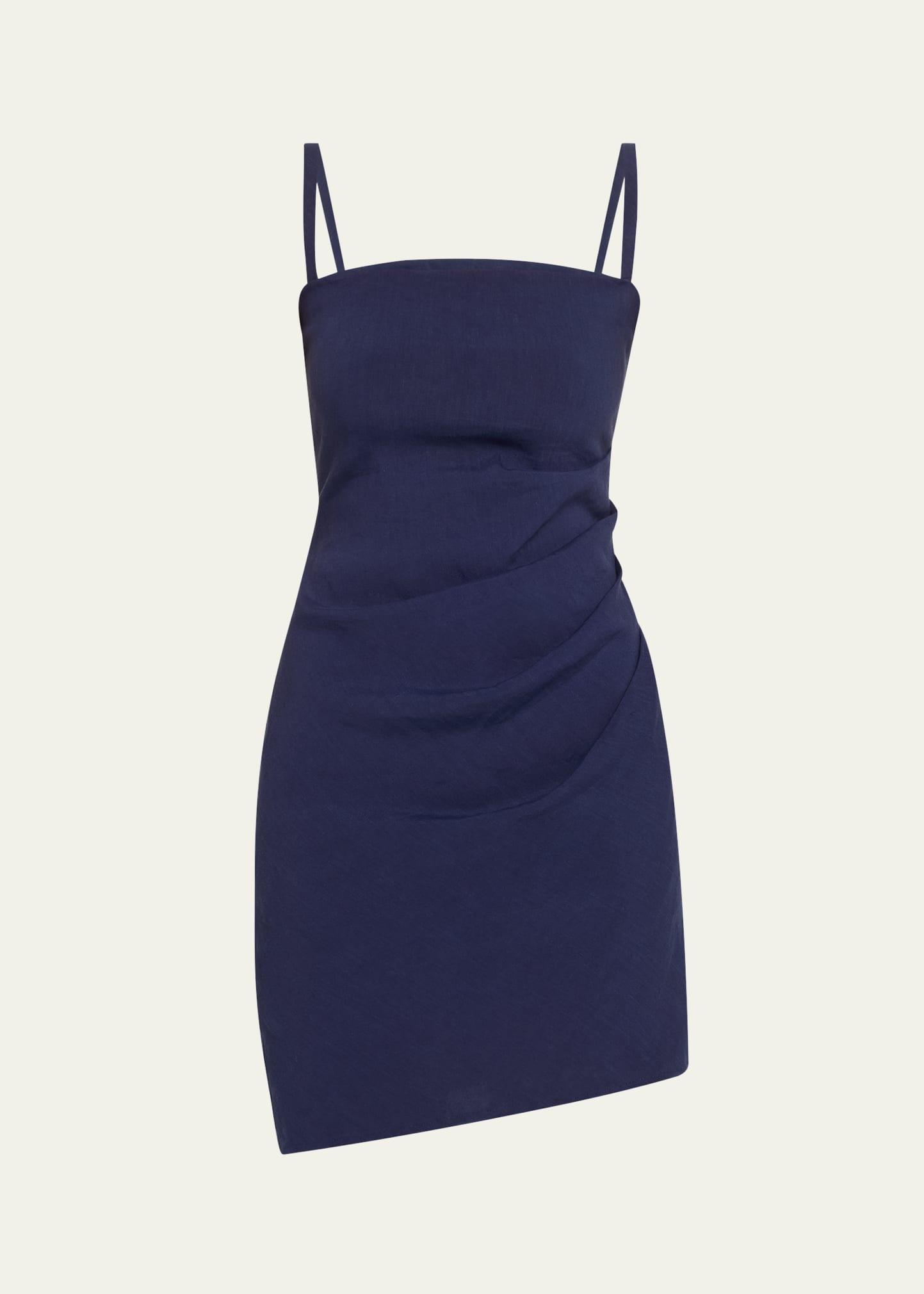 the nadege asymmetric pleated mini dress