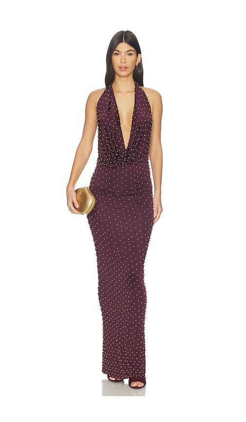 the new arrivals by ilkyaz ozel agel dress in wine.