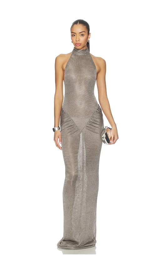 the new arrivals by ilkyaz ozel cass dress in metallic silver.