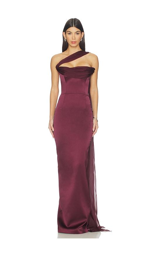 the new arrivals by ilkyaz ozel julietta dress in burgundy.