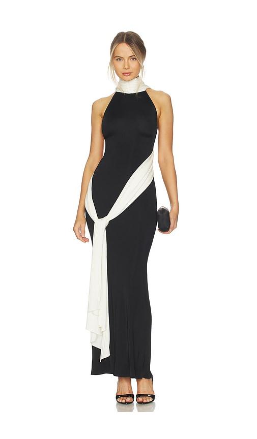 the new arrivals by ilkyaz ozel leia train dress in black,white.