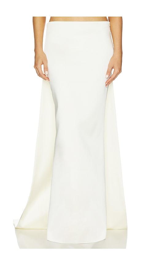 the new arrivals by ilkyaz ozel medea satin maxi skirt in ivory.