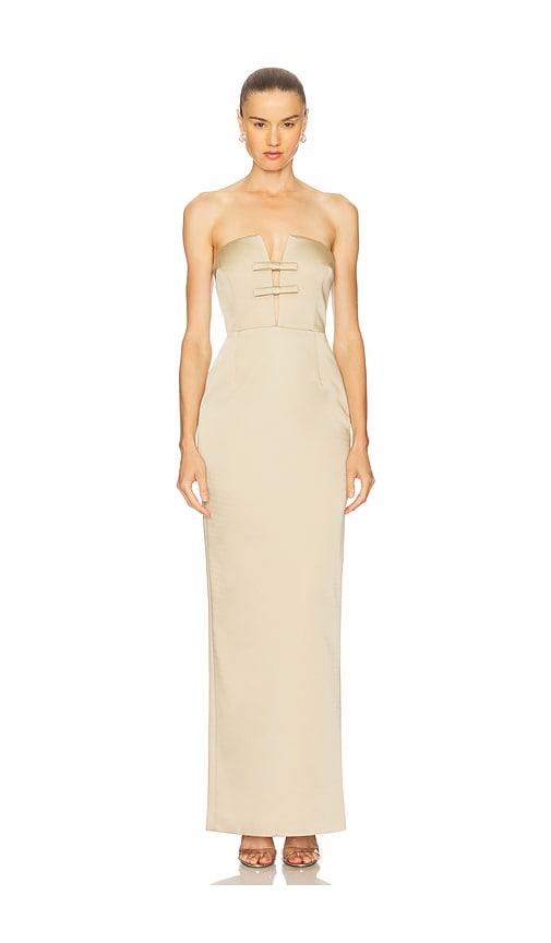 the new arrivals by ilkyaz ozel noa maxi dress in ivory.