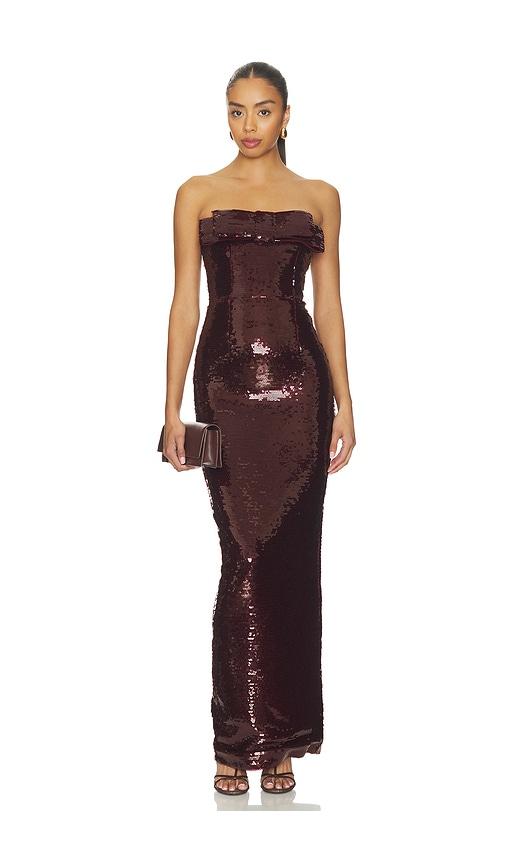 the new arrivals by ilkyaz ozel sisu dress in burgundy.