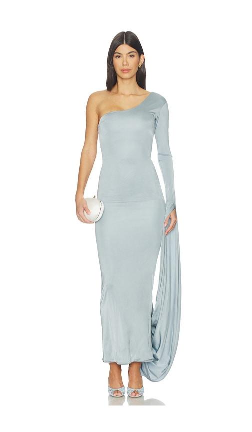 the new arrivals by ilkyaz ozel yuna dress in blue.