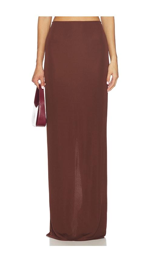 the new arrivals by ilkyaz ozel zada jersey skirt in brown.