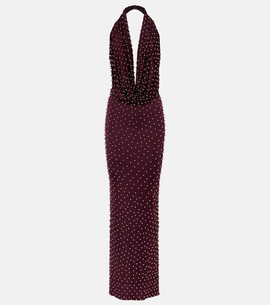 the new arrivals ilkyaz ozel agel embellished halterneck gown