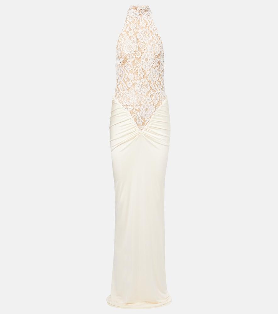 the new arrivals ilkyaz ozel cass embroidered ruched halterneck gown