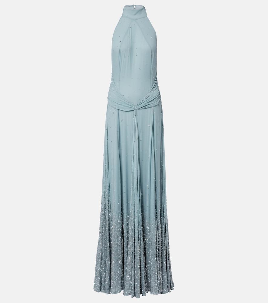 the new arrivals ilkyaz ozel halo embellished draped silk gown