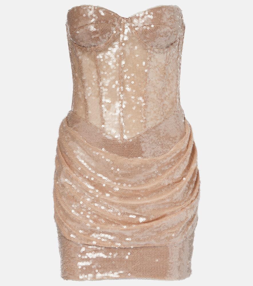 the new arrivals ilkyaz ozel pamela gathered sequined corset dress