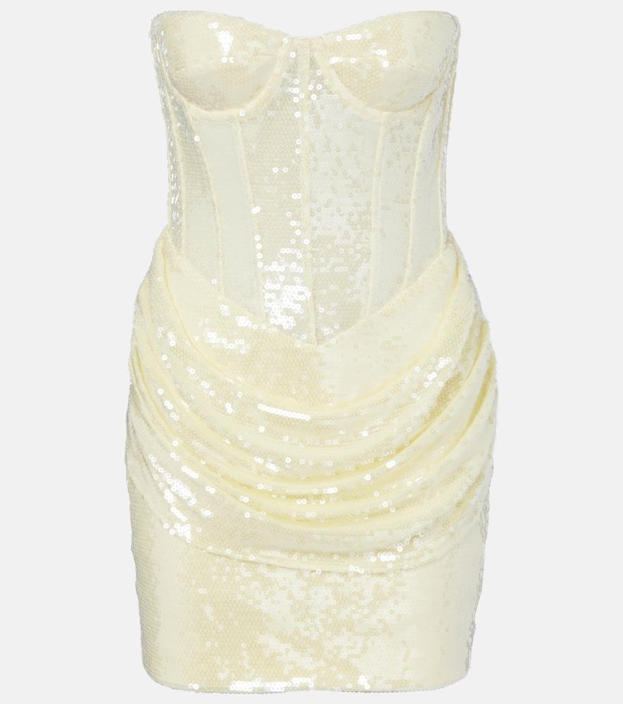 the new arrivals ilkyaz ozel sequined draped strapless minidress