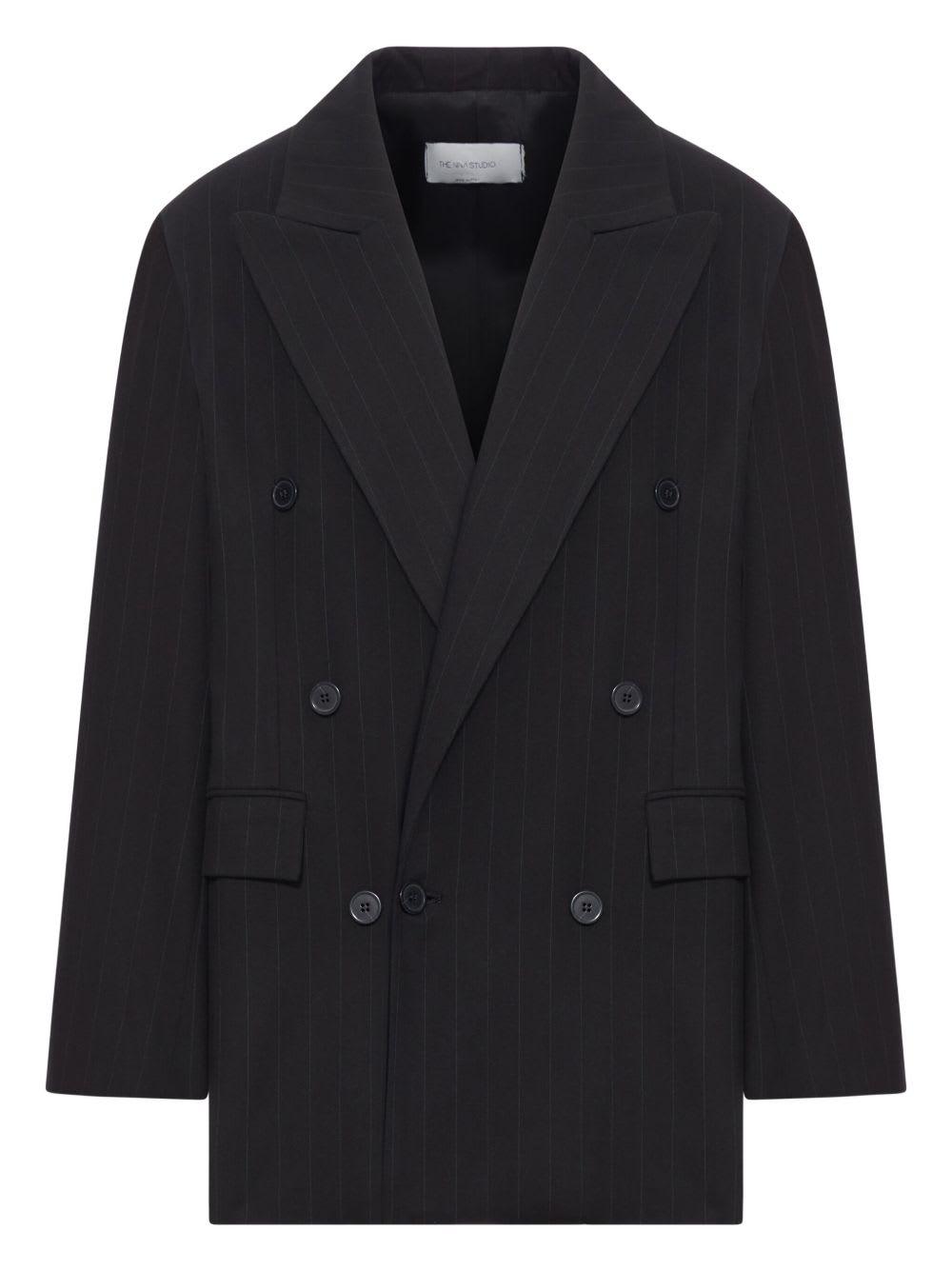 the nina studio double-breasted pinstripe blazer