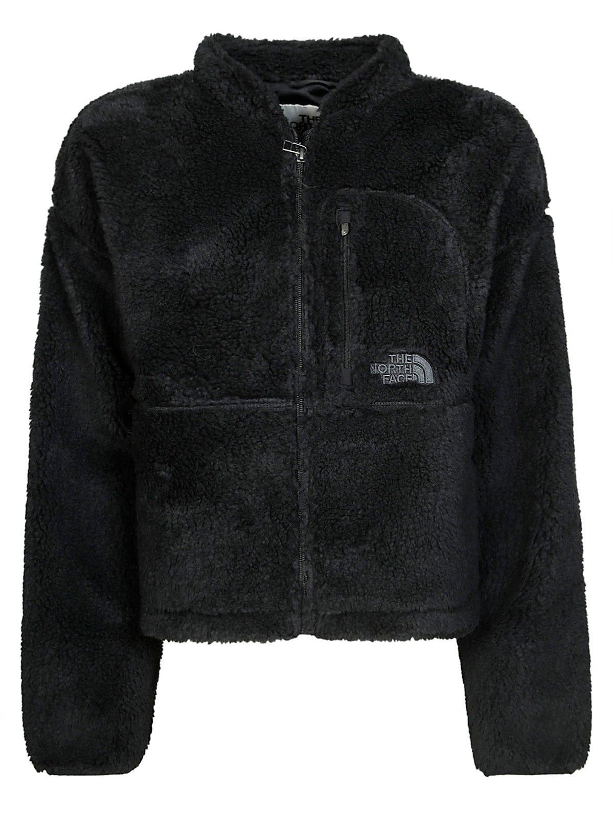 the north face logo-embroidered zipped jacket