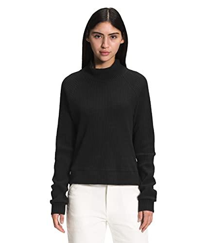 the north face women's long-sleeve mock neck chabot, tnf black, small