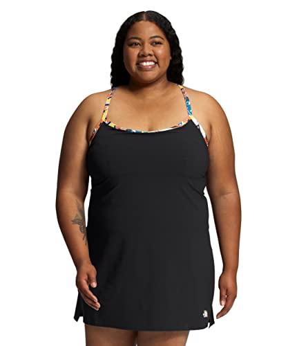 the north face women's plus printed arque hike dress, tnf black international womens collection print, 1x