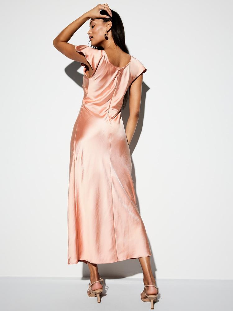 the occasion by old navy flutter-sleeve keyhole satin maxi dress