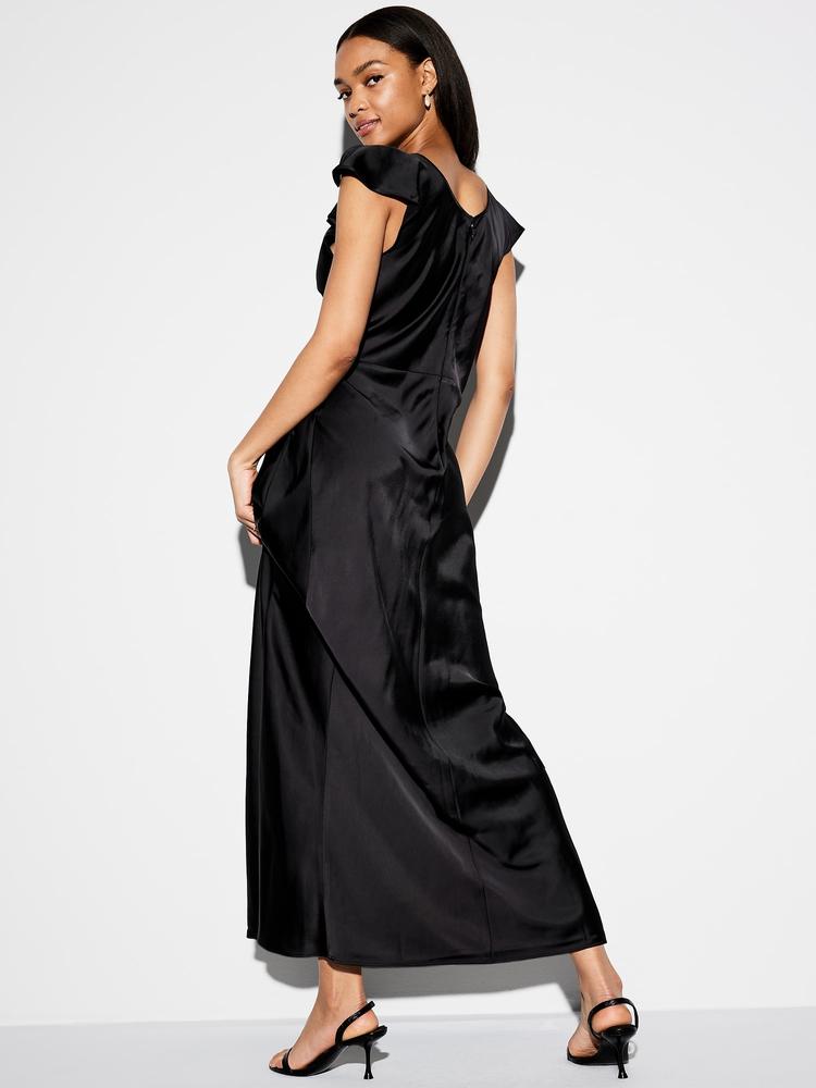 the occasion by old navy flutter-sleeve keyhole satin maxi dress