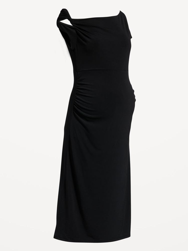 the occasion by old navy maternity asymmetrical shoulder maxi dress