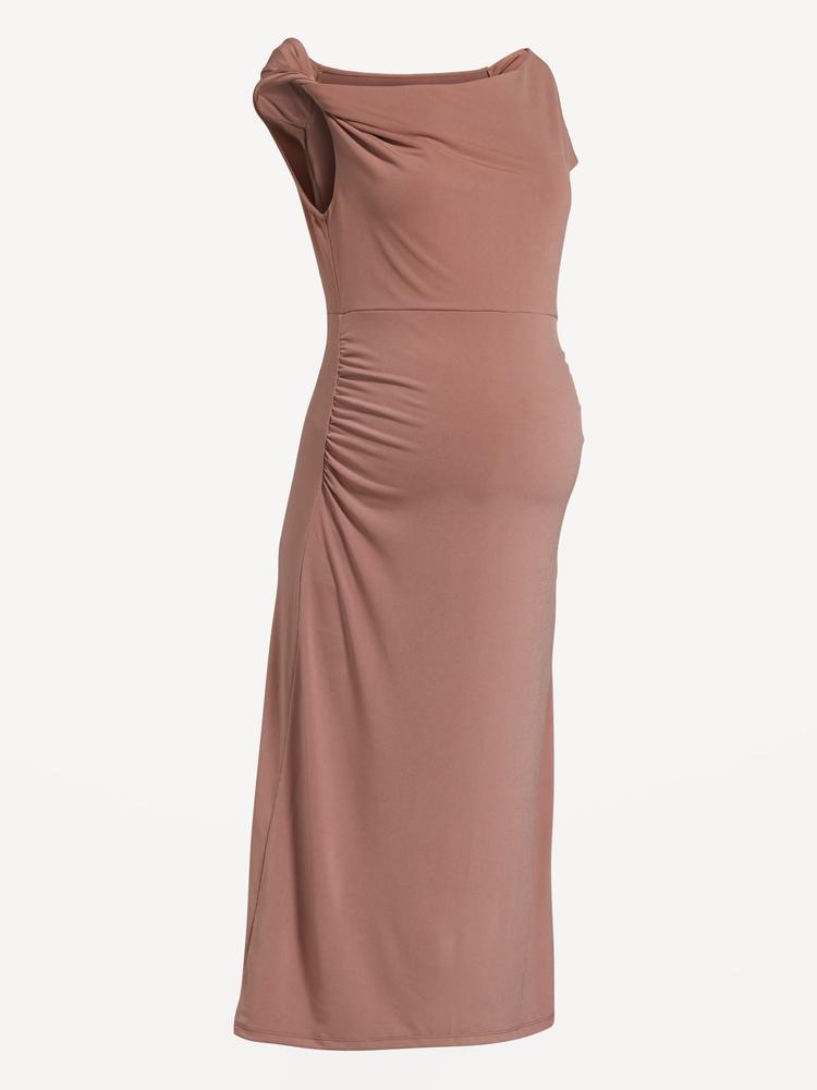 the occasion by old navy maternity asymmetrical shoulder maxi dress