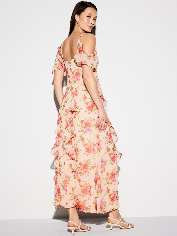 the occasion by old navy off-shoulder ruffle chiffon maxi dress