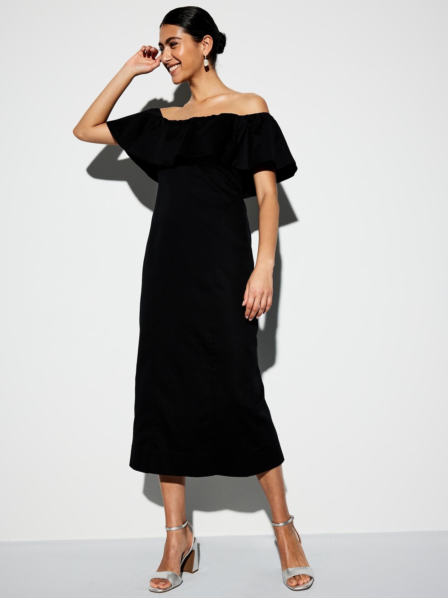 the occasion by old navy ruffle satin midi dress