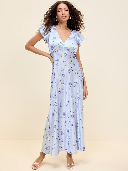 the occasion by old navy satin flutter-sleeve maxi dress