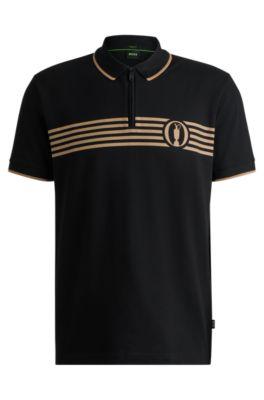 the open polo shirt with special artwork- black men's polo shirts
