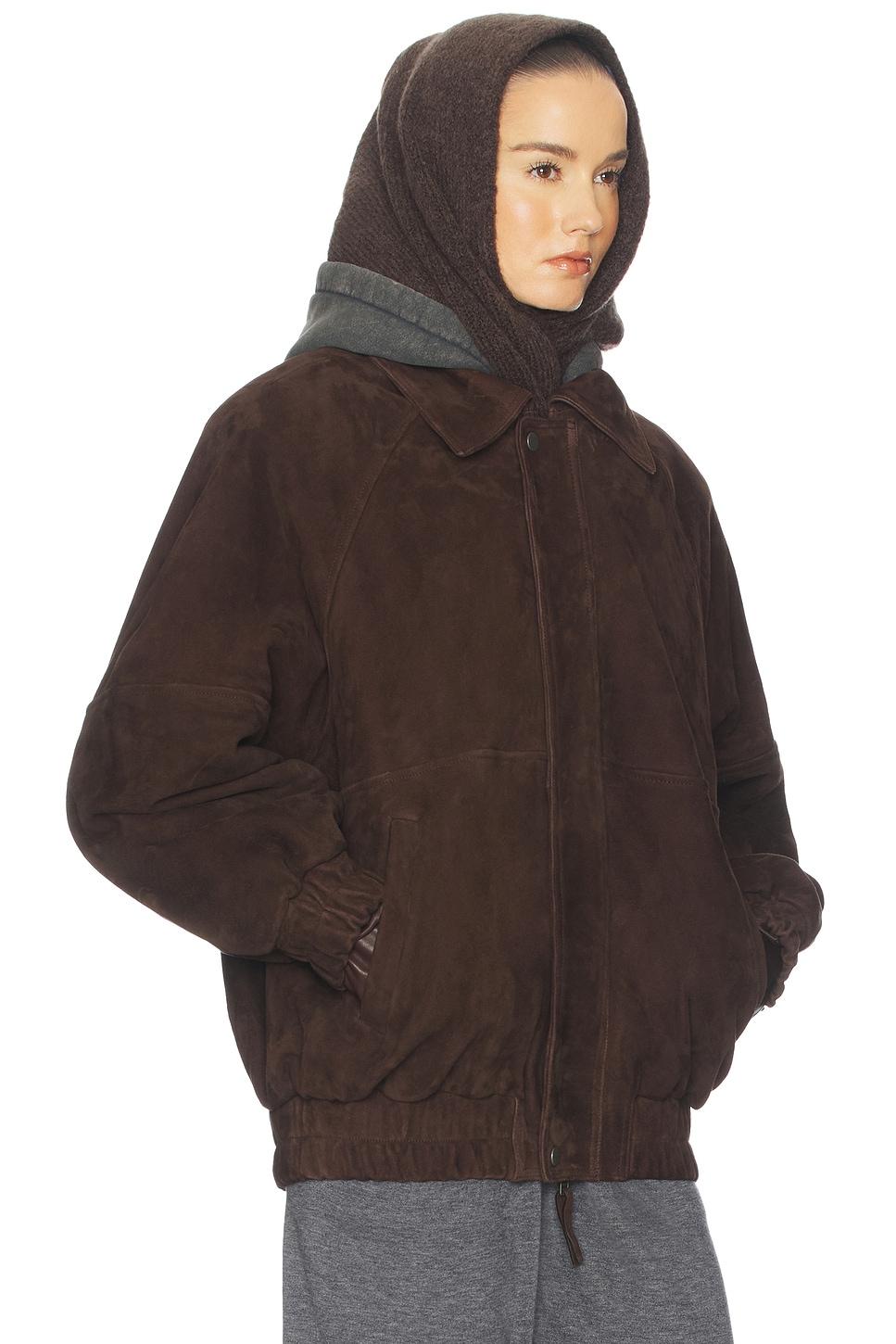 the oversized suede bomber