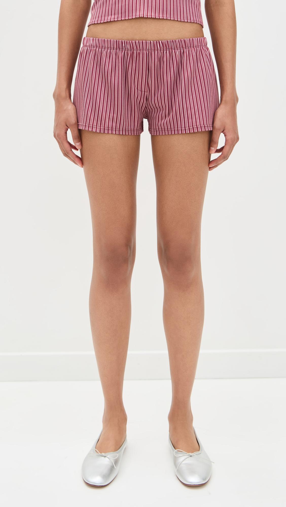 the pink striped shorts