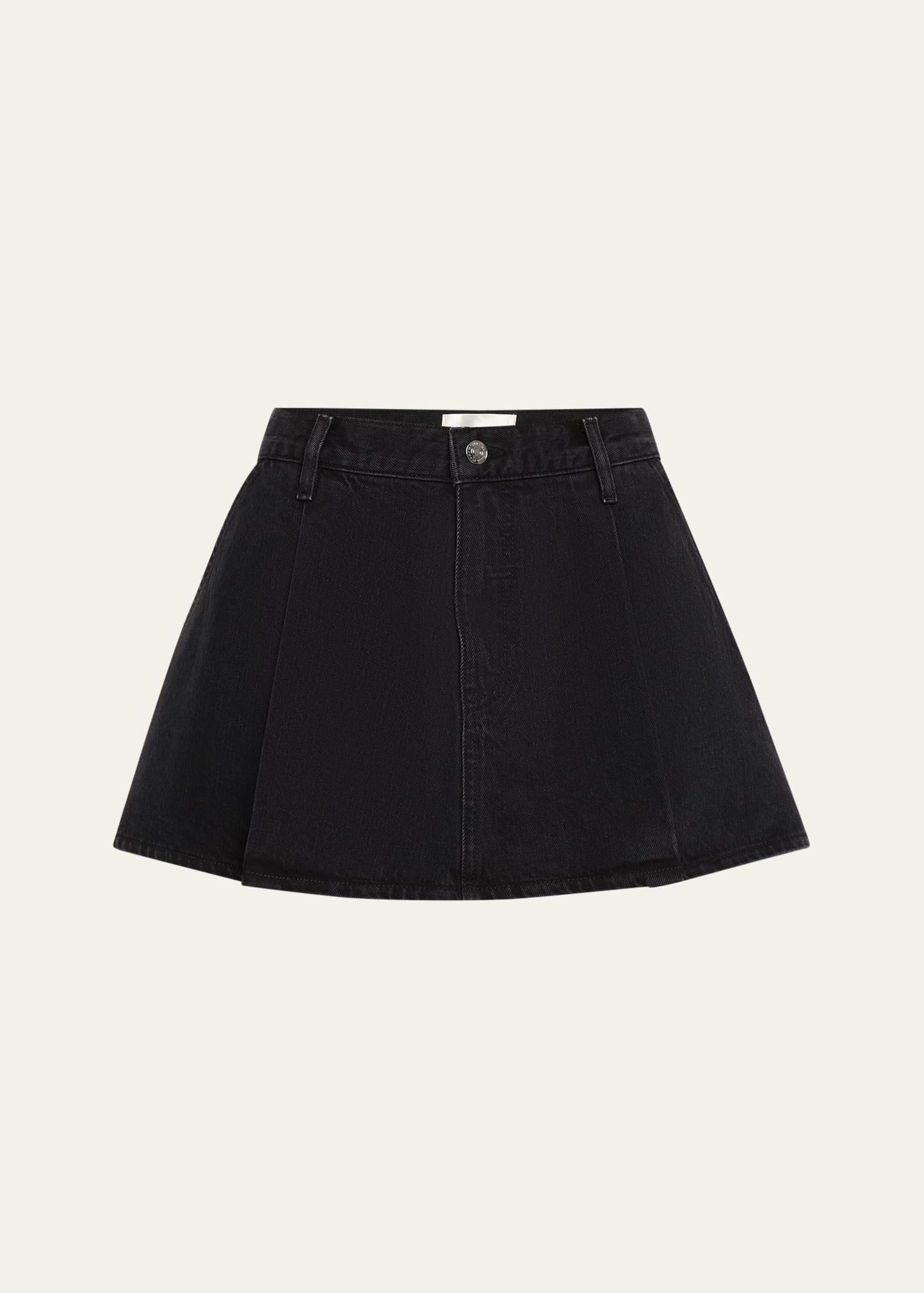 the pleated denim skirt