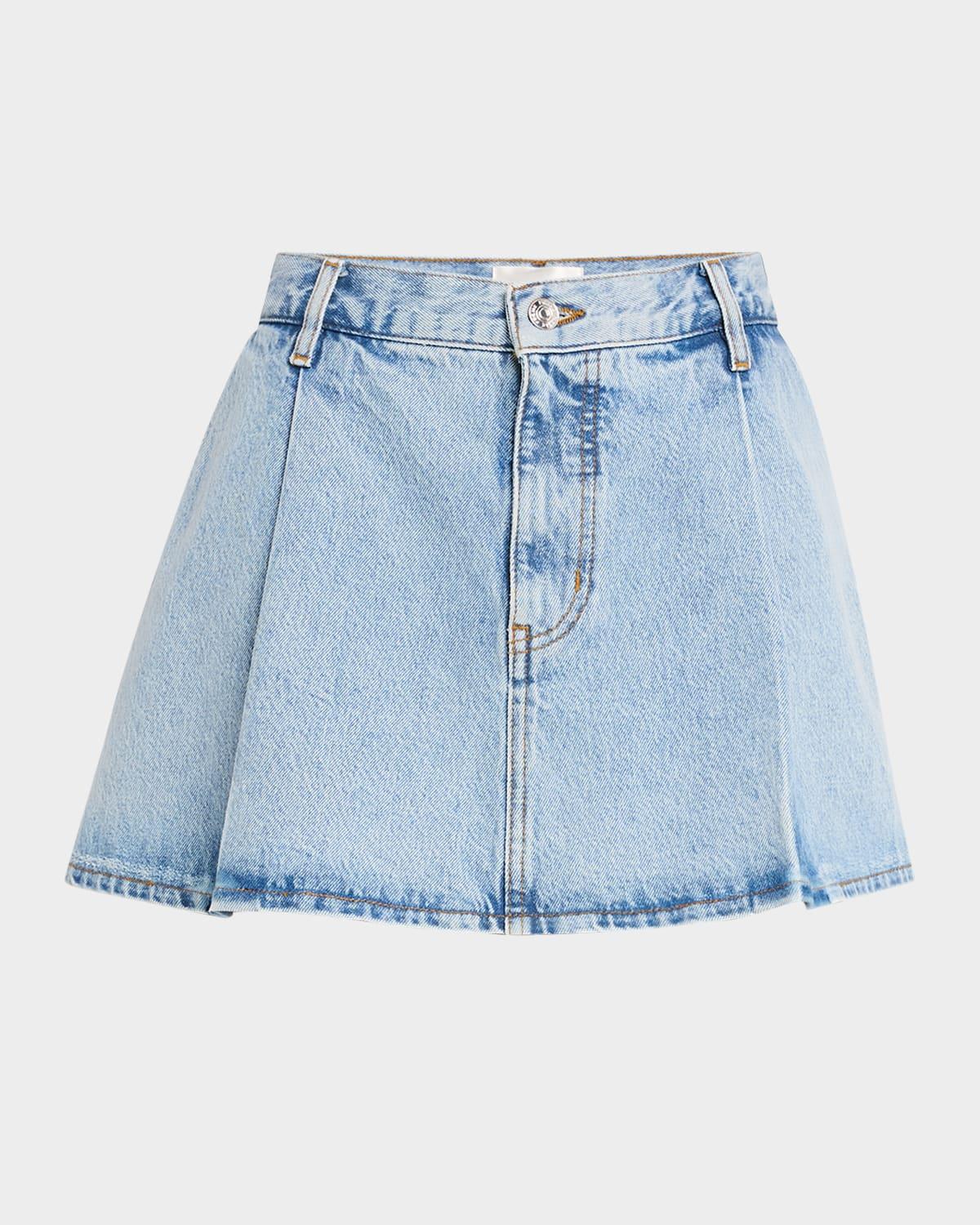 the pleated denim skirt