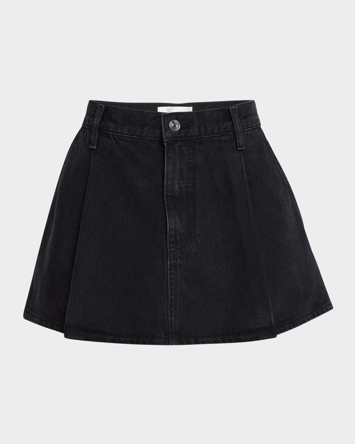 the pleated denim skirt