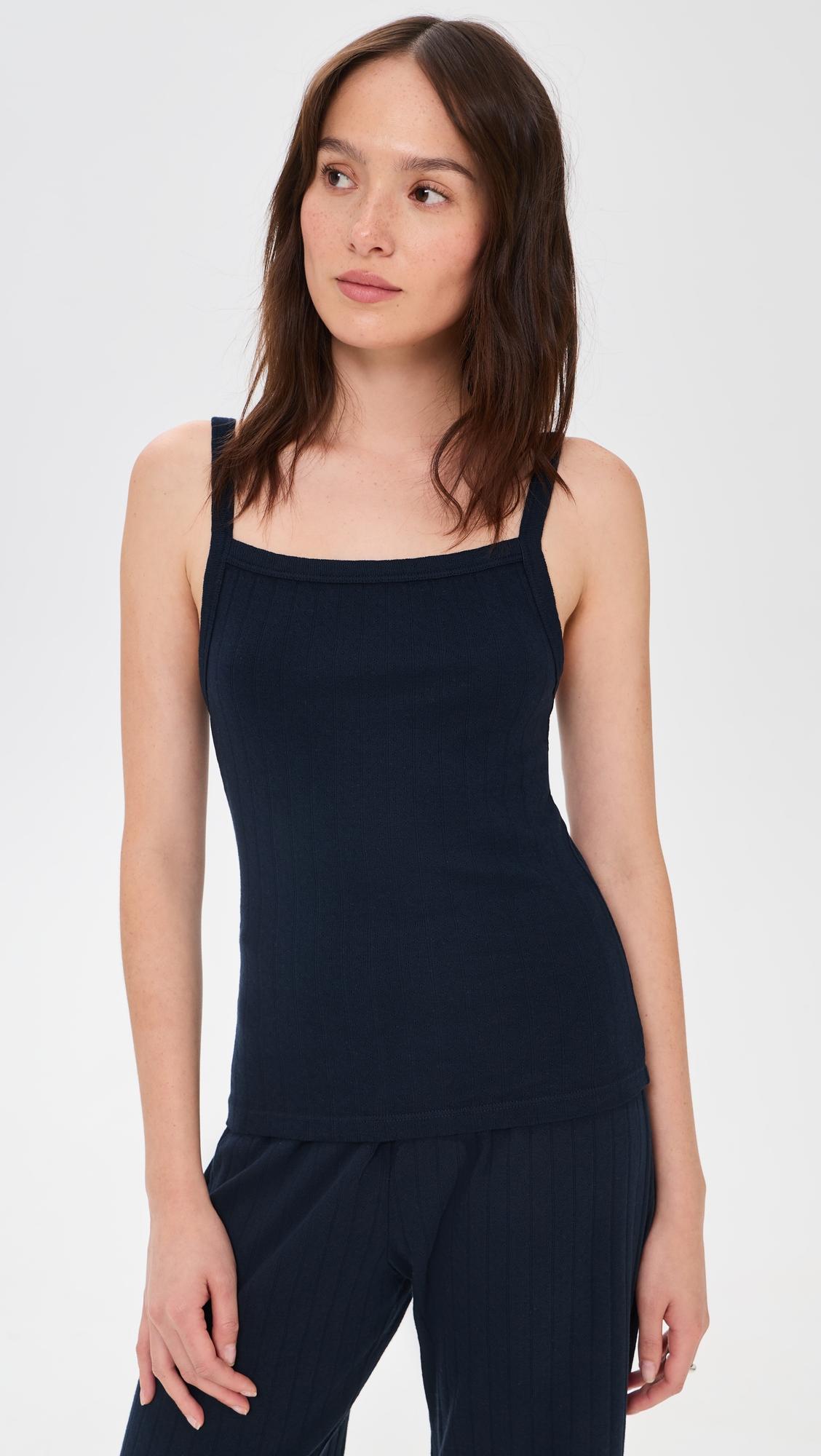 the pointelle square neck tank top