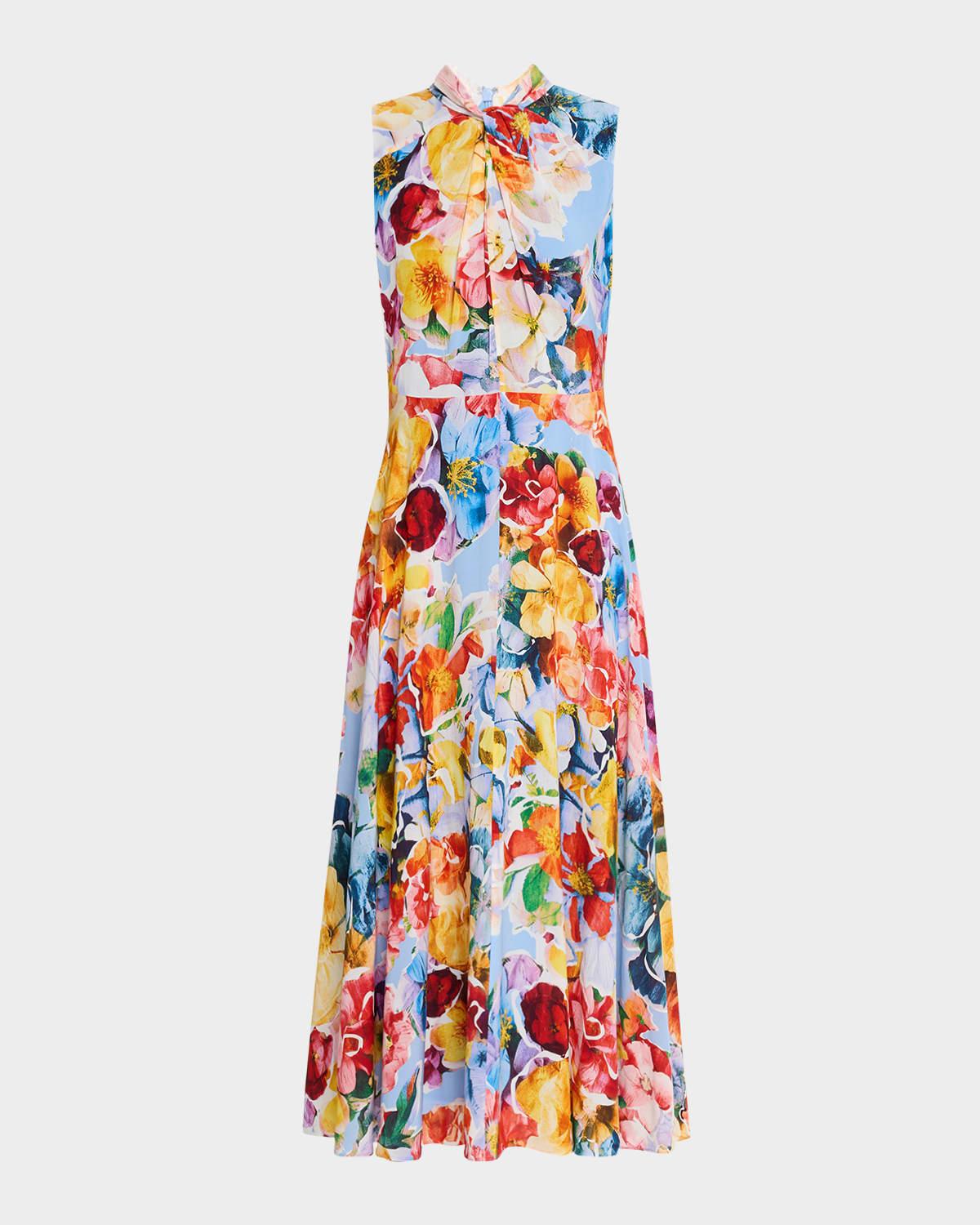 the raquel sleeveless floral-print midi dress